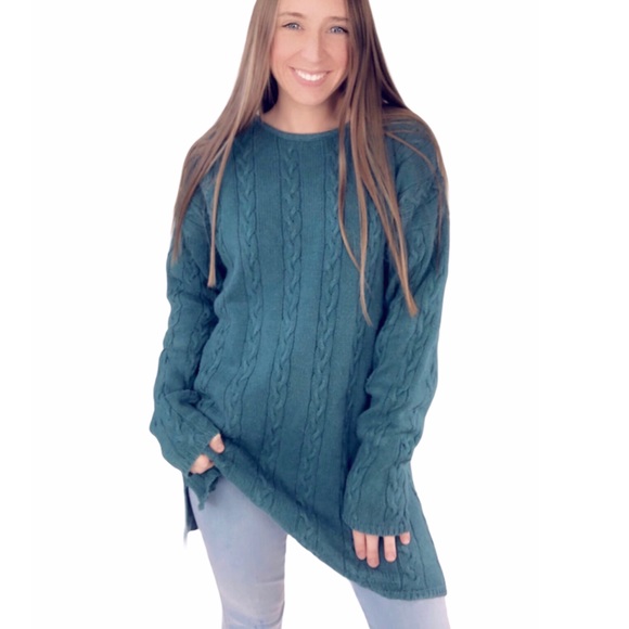 Paul Harris Design Sweaters - Paul Harris teal long sleeve long sweater top